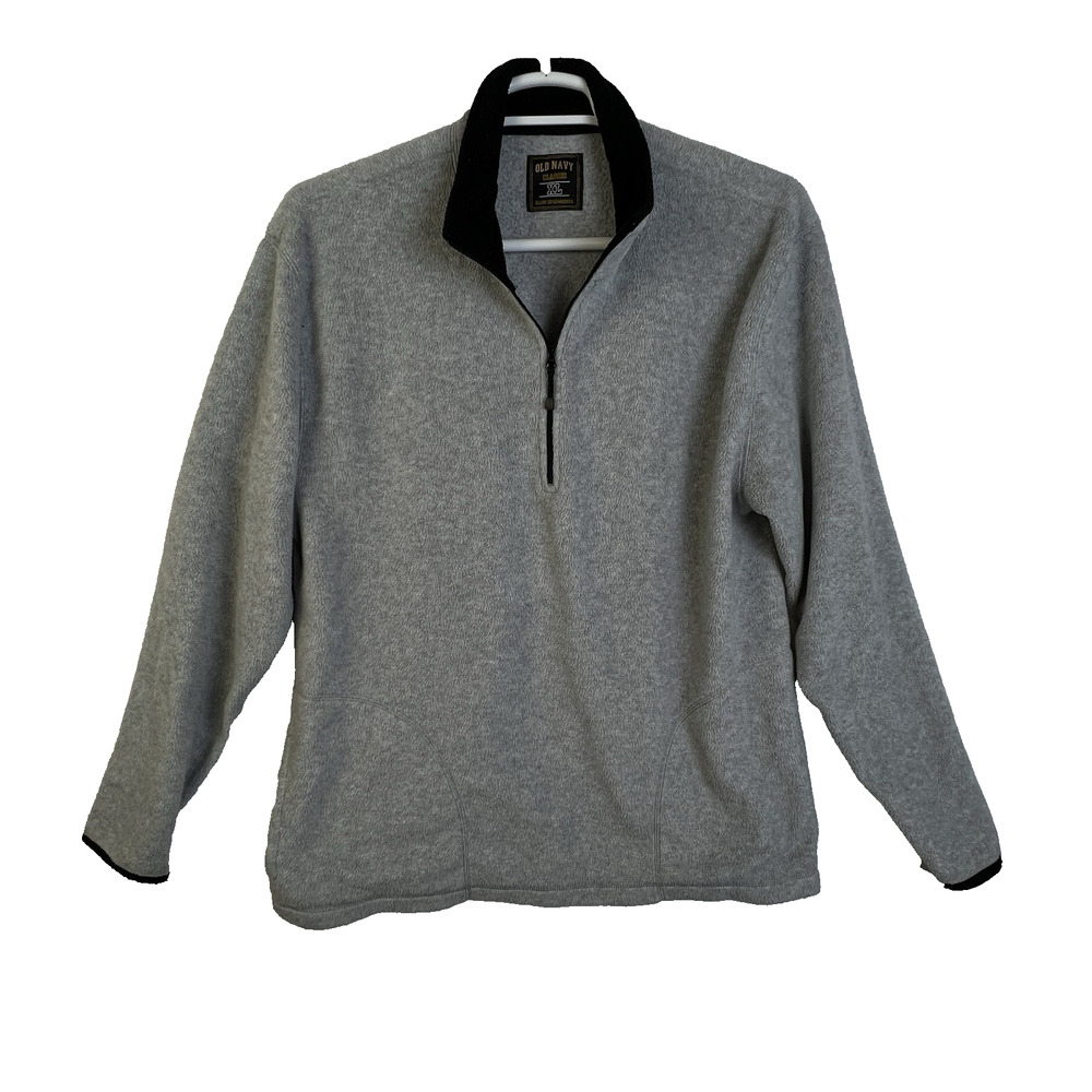 Polar Fleece Quarter Zip Jacket Men XL Gray Old Navy Classic Outdoors Work